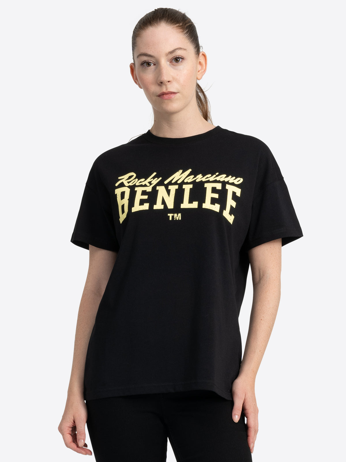 LILLY Damen T-Shirt Oversize in Schwarz, 100% gekämmte Baumwolle, Ansicht vorne