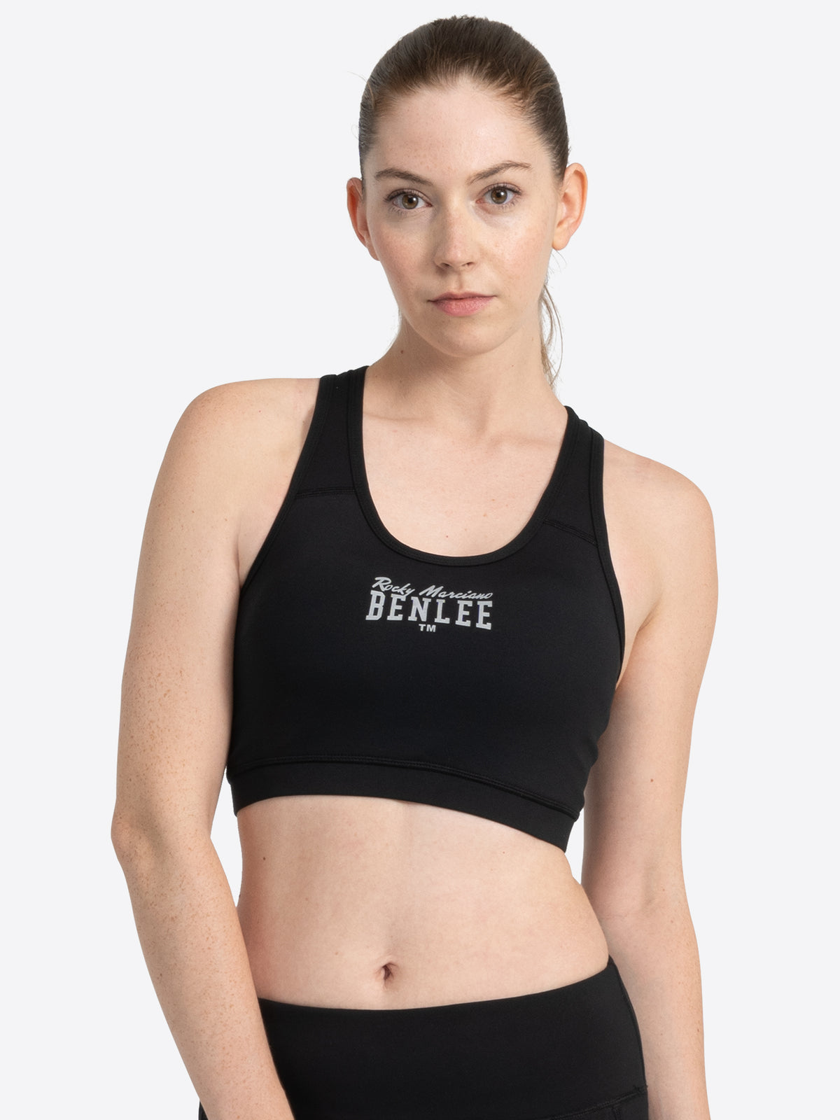 KEMBLEY Damen Sport-BH in Schwarz, Ansicht vorne, mit herausnehmbaren Einsätzen
