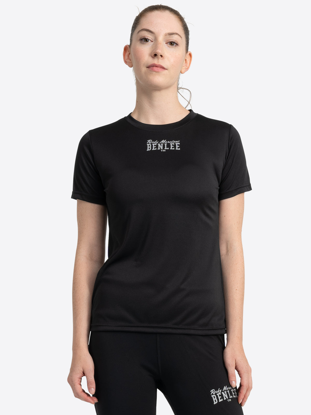 LINDSAY Damen Funktionsshirt in Schwarz, kurze Ärmel, Ansicht vorne