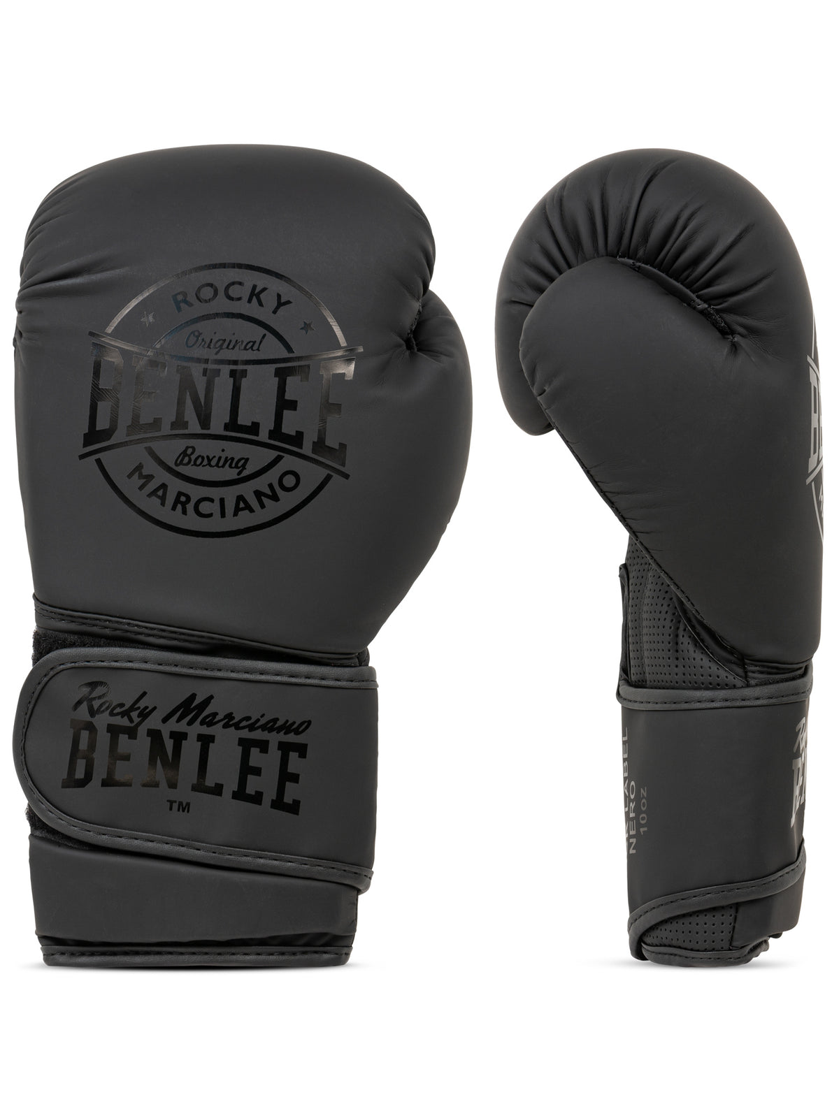 NERO Damen Boxhandschuhe in Schwarz, matte Kunstleder-Optik, Ansicht vorne