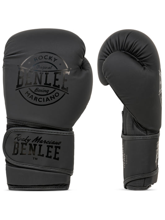 NERO Damen Boxhandschuhe in Schwarz, matte Kunstleder-Optik, Ansicht vorne