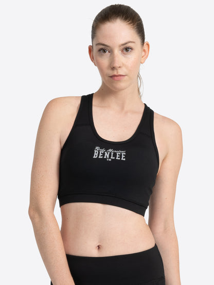 KEMBLEY Damen Sport-BH in Schwarz, Ansicht vorne, mit herausnehmbaren Einsätzen