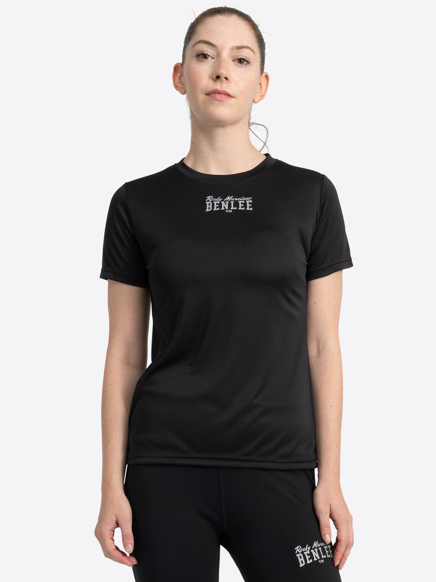 LINDSAY Damen Funktionsshirt in Schwarz, kurze Ärmel, Ansicht vorne