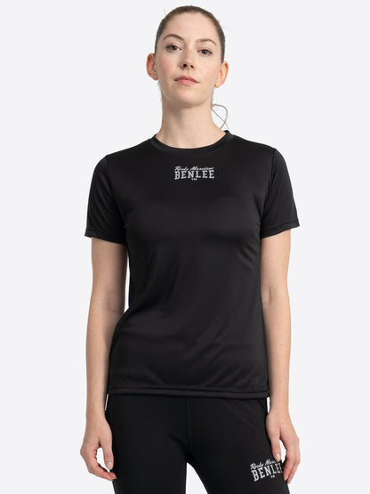 LINDSAY Damen Funktionsshirt in Schwarz, kurze Ärmel, Ansicht vorne