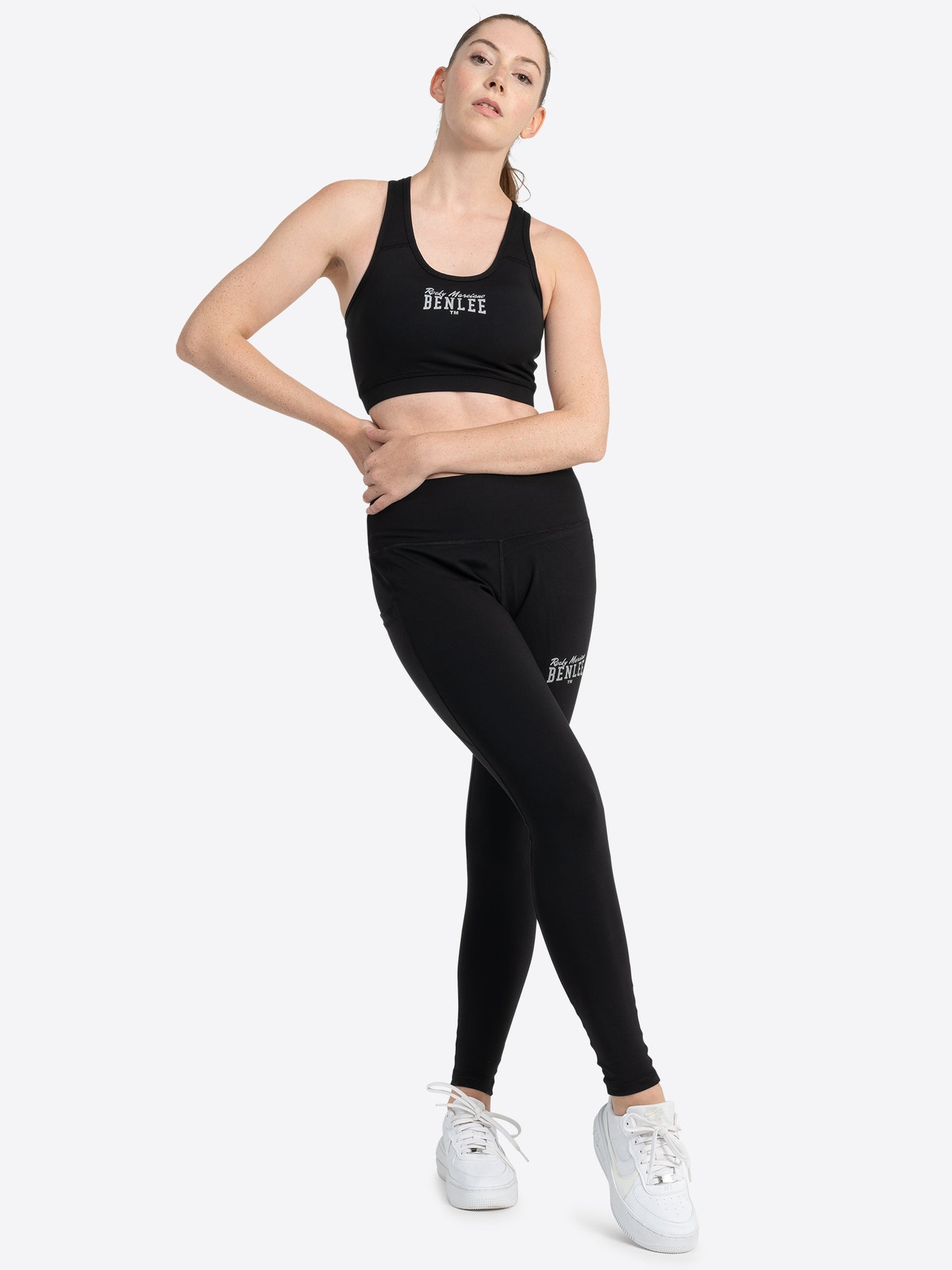 Schwarze Frauen Leggings aus elastischem Jersey-Stoff, 100% Polyester