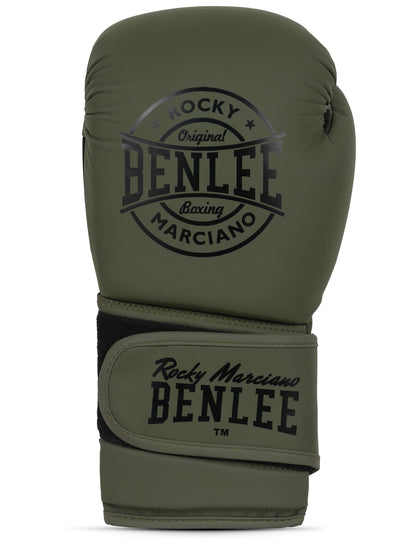 NERO Boxhandschuhe in Olive/Mattschwarz, symbolisiert Schutz und Style