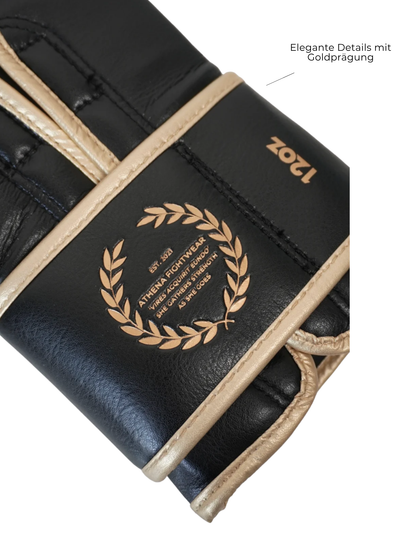 Athena Boxhandschuhe für Frauen (Schwarz/Gold)