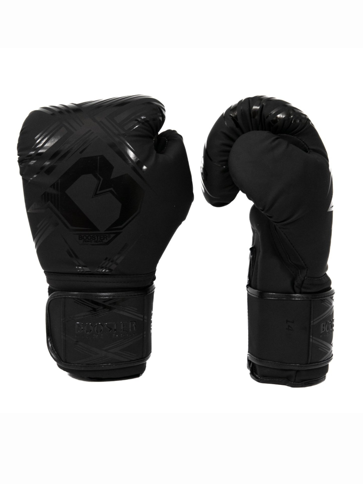 Schwarze BFG Alpha Black Damen Boxhandschuhe frontal auf hellem Hintergrund