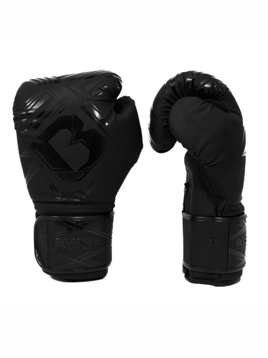 Schwarze BFG Alpha Black Damen Boxhandschuhe frontal auf hellem Hintergrund