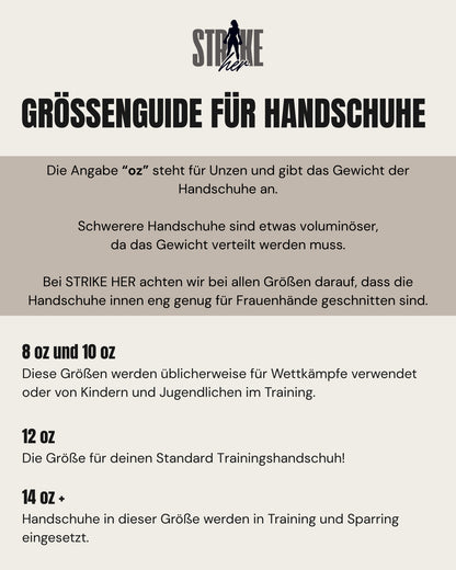 Größenguide für Damenboxhandschuhe