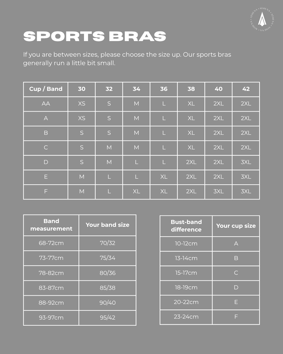 Athena Thessalia BRA SIZE GUIDE