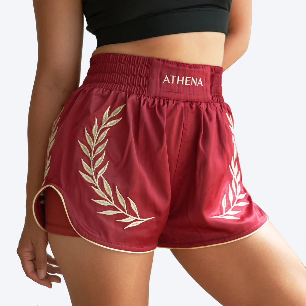 Muay Thai Shorts für Frauen mit hohem Taillenbund und weitem Beinschnitt für Kicks