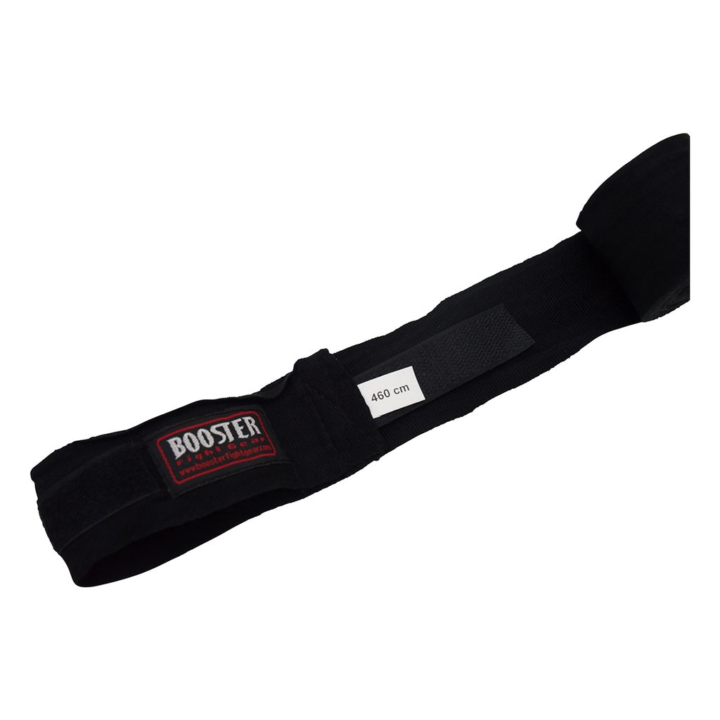 Detailaufnahme des Klettverschlusses schwarze BPC Handbandagen aus elastischer Baumwolle