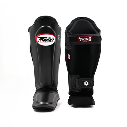 Ergonomische Passform schwarze Twins SGL-7 Shin Guards mit doppelter Polsterung für Sparring
